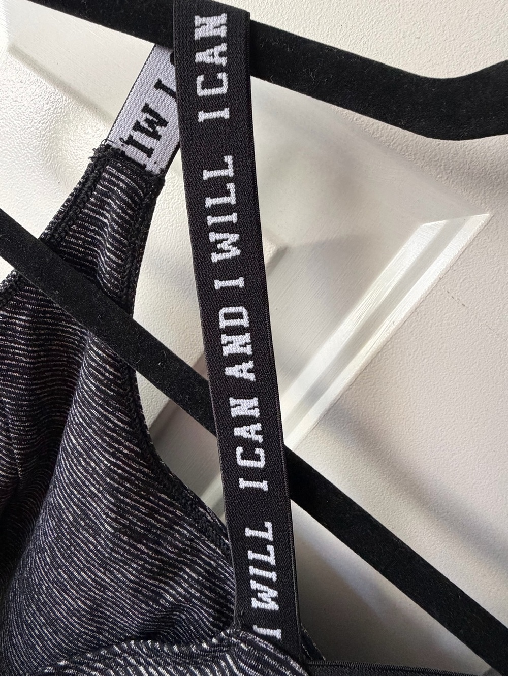 3X Women's Heathered Black Sports Bra with Branded Straps - Picture 4 of 4